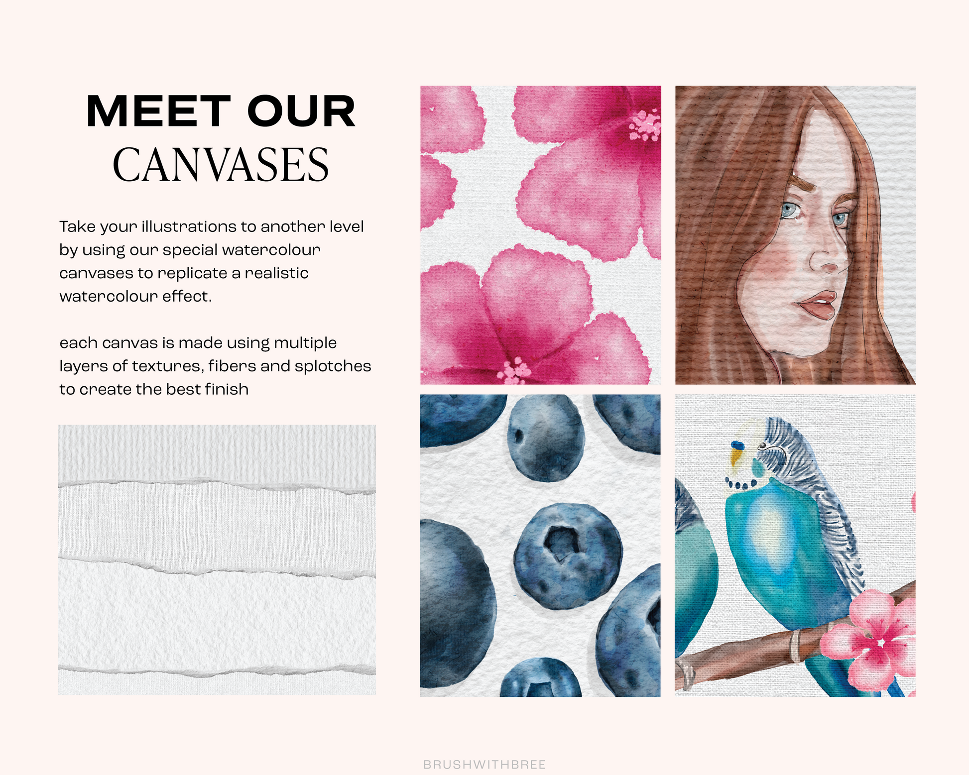 Realistic Watercolor Canvas Set for Procreate